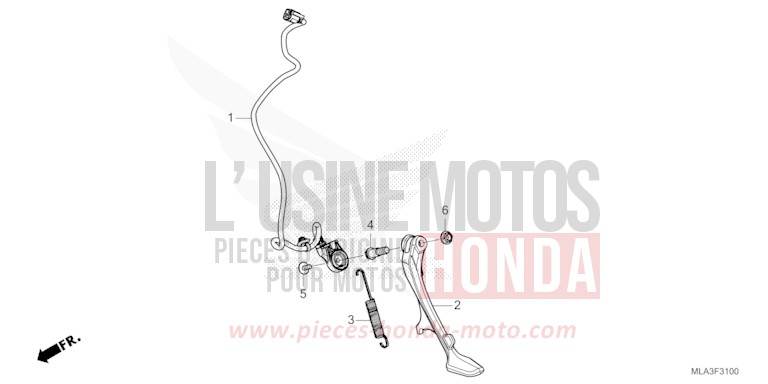 BEQUILLE LATERALE de CMX 1100 "Rebel" GUNMETAL BLACK METLLIC (NHC52) 2022